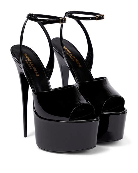 Saint Laurent Kika Patent Leather Sandals 